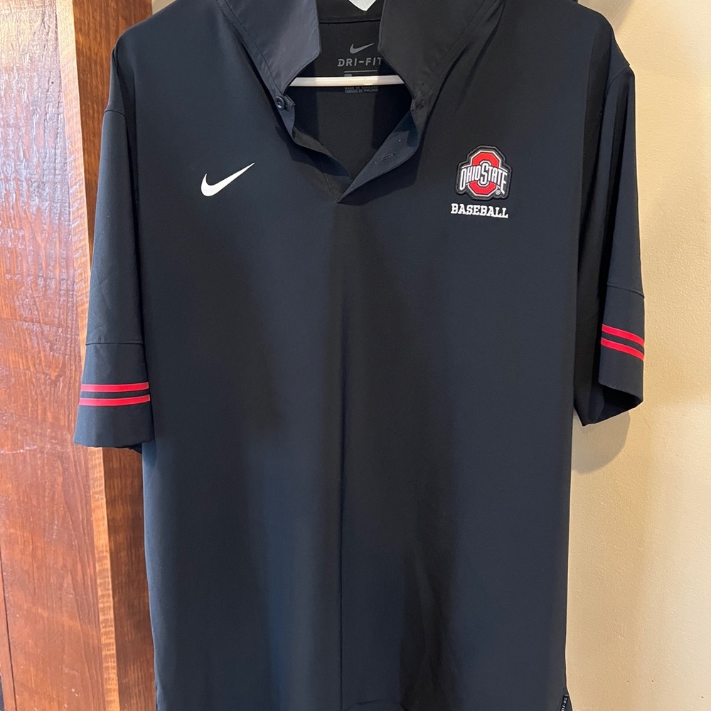Nike Black Polo with Ohio State Baseball Logo